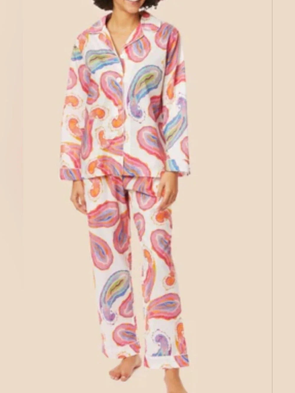 The Cat's Pajamas (Sz S) Multicolored Paisley-Print Short-Sleeve 2PC Pajama Set